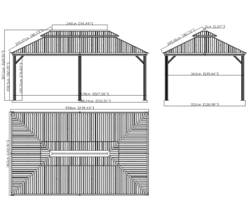 Sojag Aluminium Pavillon Messina 12×20 ft Anthrazit - mit HardTop