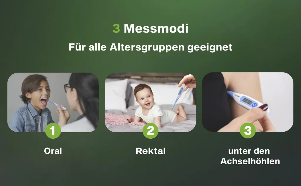 Digitales Fieberthermometer mit flexibler Spitze und Fieber-Alarm