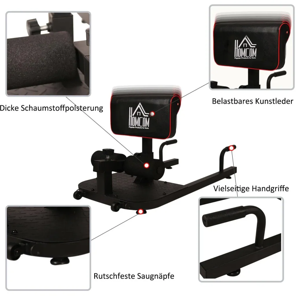 Kniebeugentrainer Beintrainer 3 in 1 Trainer verstellbar rollbar bis 120 kg Schwarz