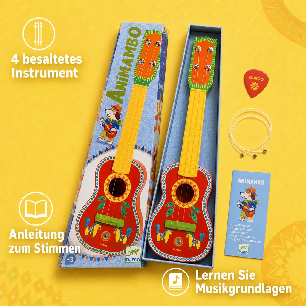 Djeco Ukulele, Musikspielzeug, Spielzeuginstrument - Animambo