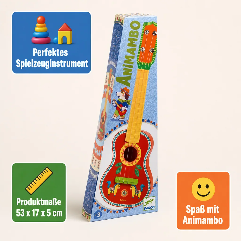 Djeco Ukulele, Musikspielzeug, Spielzeuginstrument - Animambo