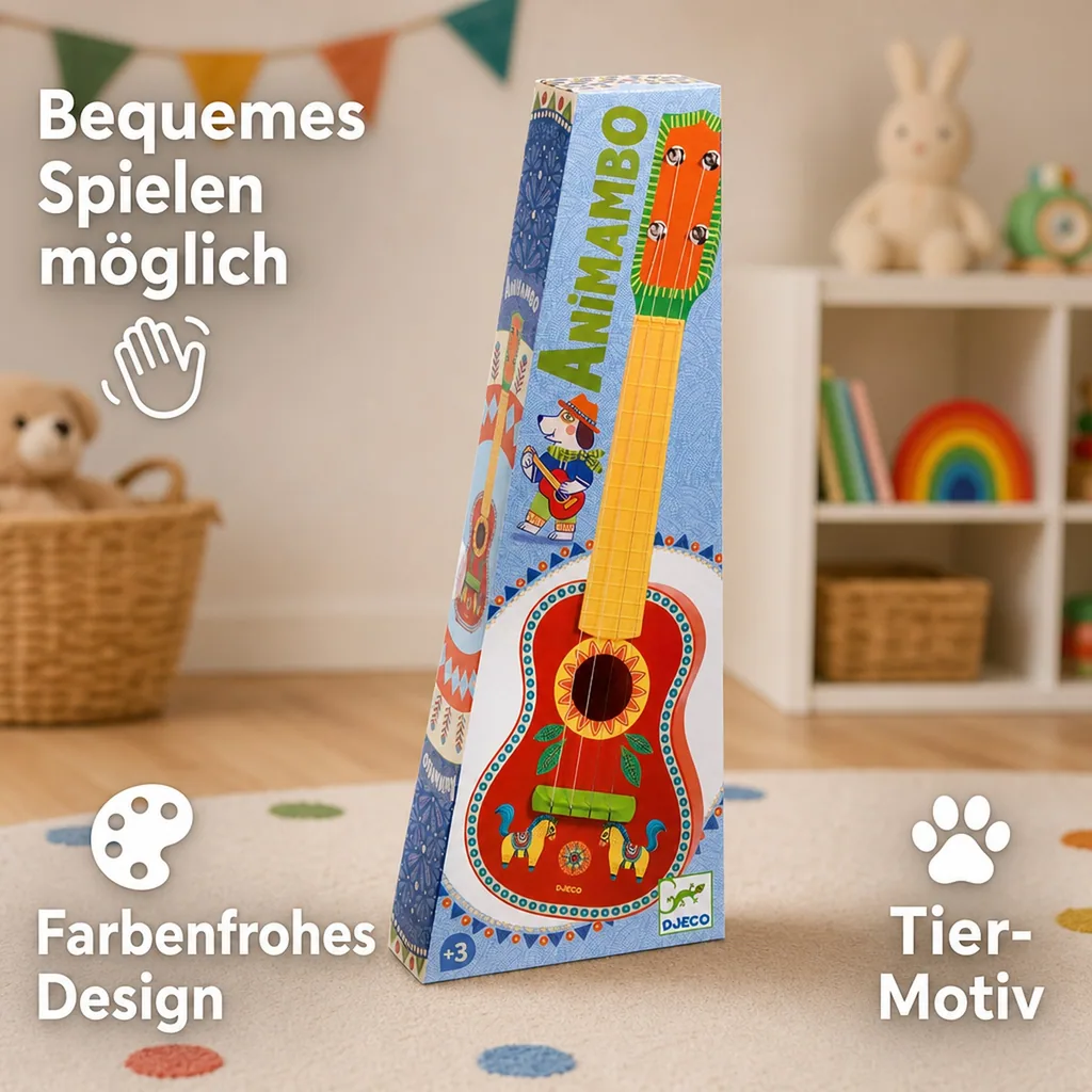 Djeco Ukulele, Musikspielzeug, Spielzeuginstrument - Animambo