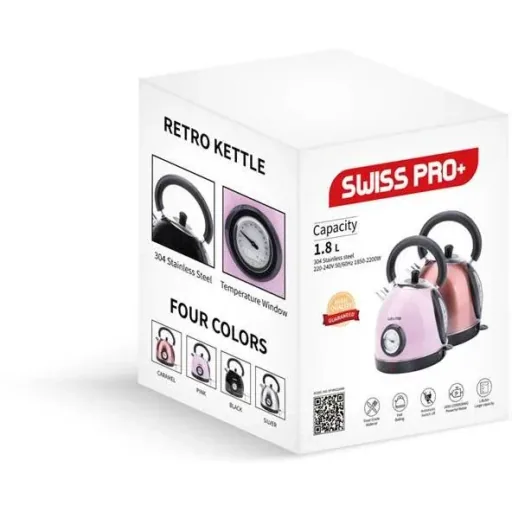 Retro-Wasserkocher - 2200W - 1,8L - Rosa