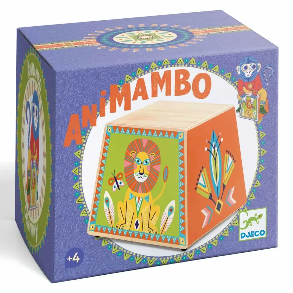Djeco Spielzeuginstrument, Kindertrommel, Holz-Instrument - Animambo: Cajon