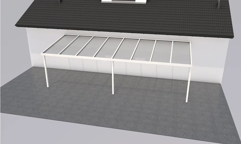 Terrassendach Premium, weiß, 8125 x 3060 mm - 10mm Verbundsicherheitsglas (VSG)