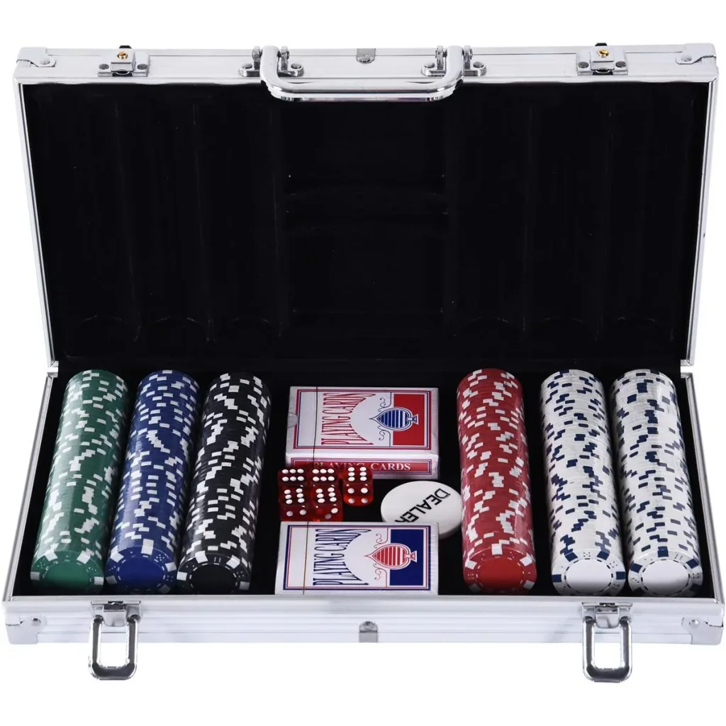 Pokerkoffer mit 300 Chips silber