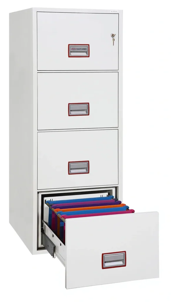 Aktenschrank World Class Vertical Fire File mit 4 Schubladen und Schlüsselschloss