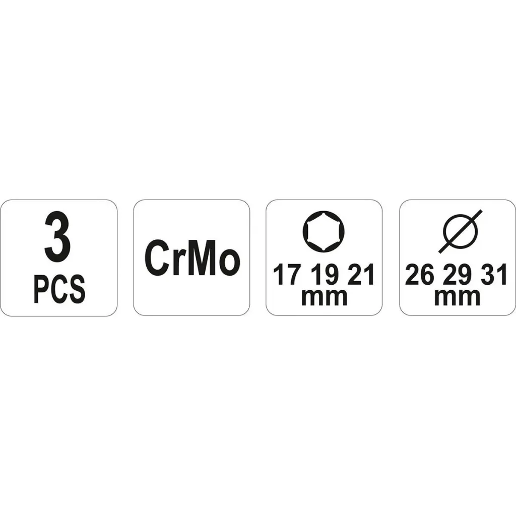 Schlagschrauber - 17,19,21mm - 3er Pack