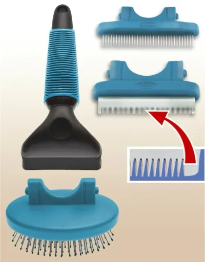 Tierpflegebürste 3 in 1, Hundezubehör