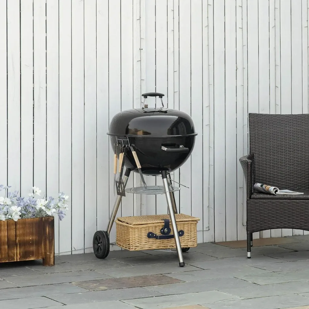 BBQ-Holzkohlegrill - mit Thermometer - Schwarz - 65 x 65 x 108 cm
