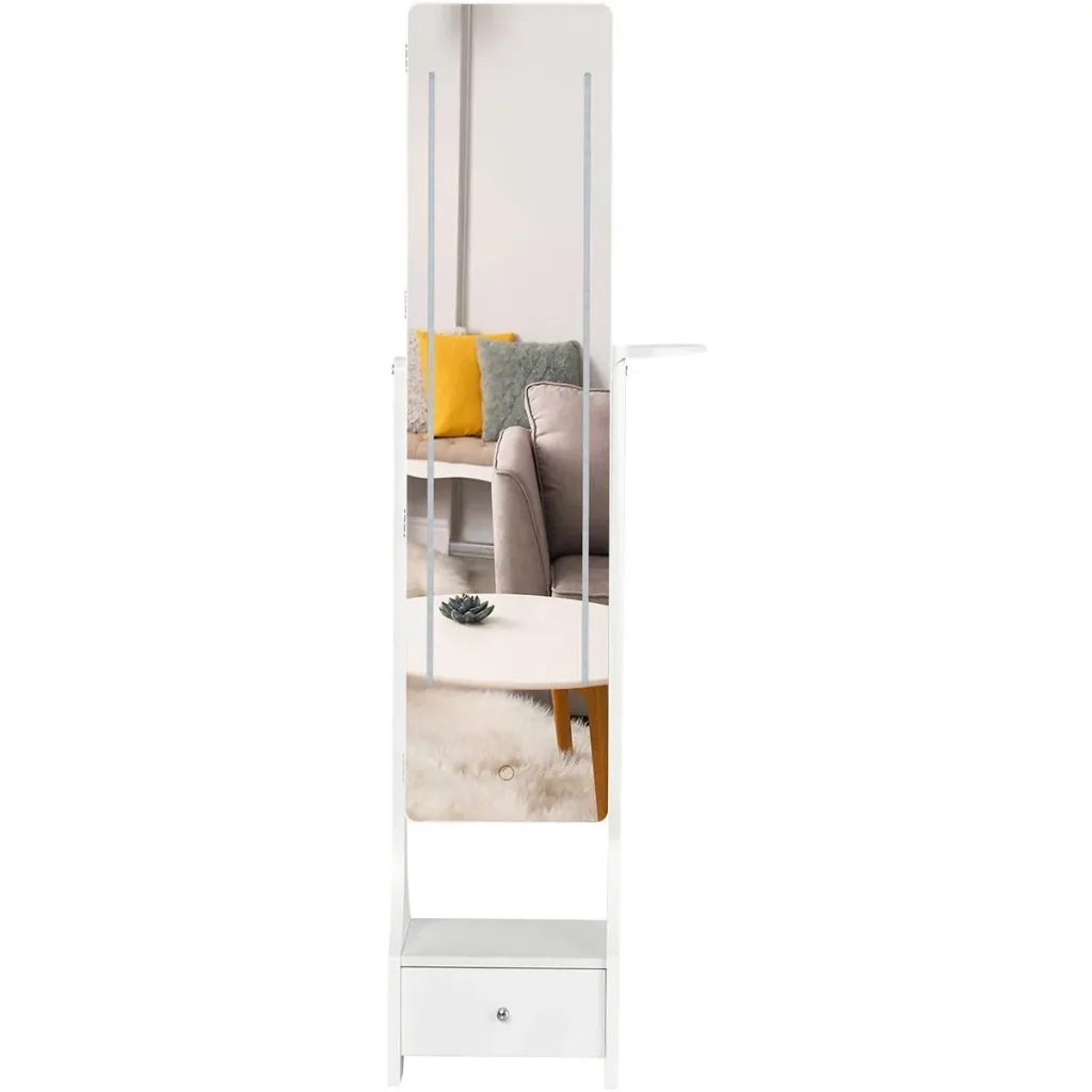 Led-Spiegel mit Schmuckschrank, weiß