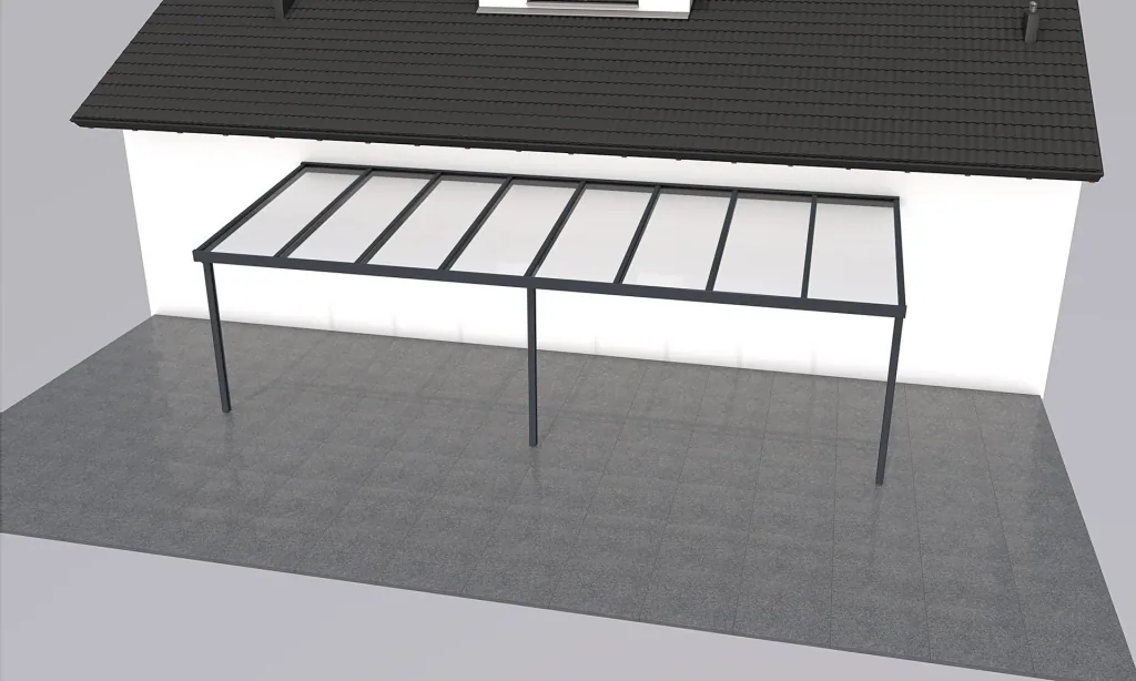 Terrassendach Premium, anthrazit, 8125 x 3060 mm - 10mm Verbundsicherheitsglas (VSG)