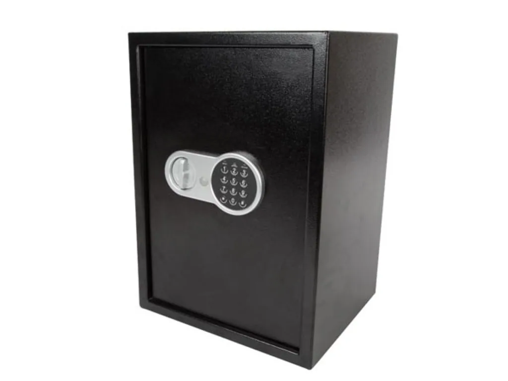 Elektronischer Tresor mit Code und Schlüssel, großer Stahltresor mit LED-Licht und herausnehmbarem Einlegeboden, sicherer Tresor für Zuhause und Büro für Schmuck, Dokumente und Bargeld, 50x35x31 cm