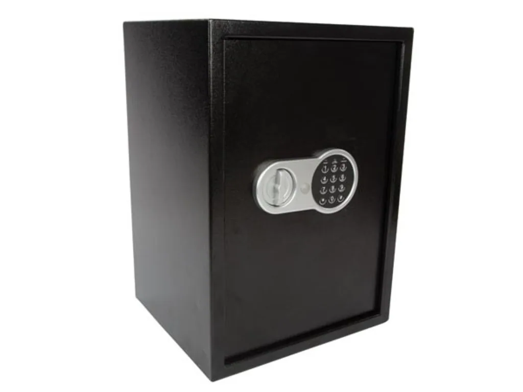 Elektronischer Tresor mit Code und Schlüssel, großer Stahltresor mit LED-Licht und herausnehmbarem Einlegeboden, sicherer Tresor für Zuhause und Büro für Schmuck, Dokumente und Bargeld, 50x35x31 cm
