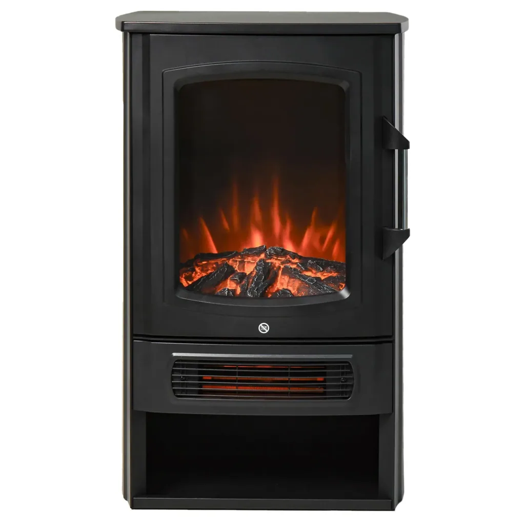 Elektrisches Feuer 1000 W/2000 W mit Flammeneffekt Thermostat 20-25 qm Schwarz
