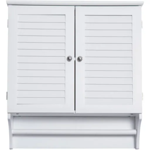 Wandschrank Hängeschrank Küchenschrank Mehrzweckschrank Lamellentüren Holz Weiß 60 x 22,5 x 64 cm