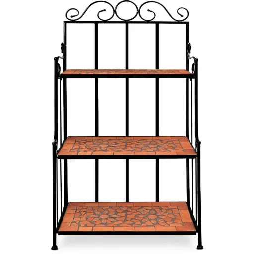 Standtafel Mosaik - 58 x 30 x 115 cm Terrakotta schwarz