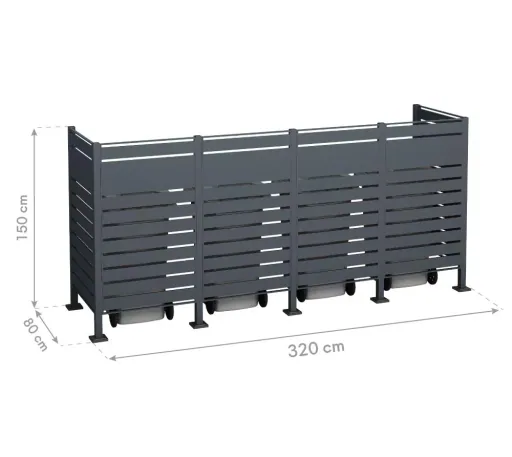 Mülltonnenverkleidung Planum 4er Box, 150 cm, anthrazit