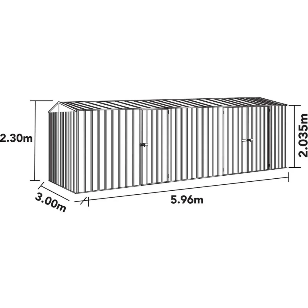 Absco Highlander WG60303HK Metallgarage - 596x300x230 cm