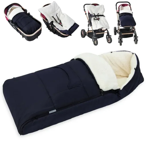 Babytrage Fußsack Dunkelblau | Teddy | Maxi-Cosi | mit Aufbewahrungstasche