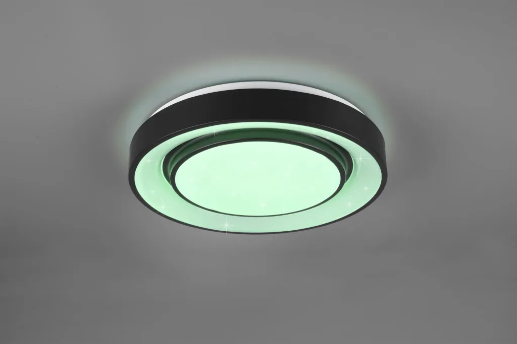LED-Deckenleuchte MONA, 20 W, 3000-6000K, 2400 lm, RGB, Alu schwarz matt, Kunststoff weiß