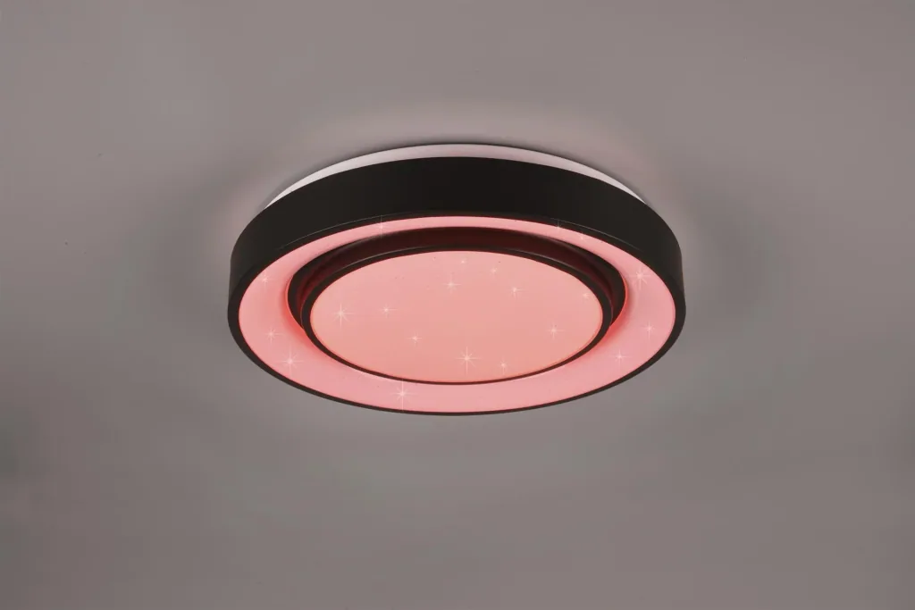 LED-Deckenleuchte MONA, 20 W, 3000-6000K, 2400 lm, RGB, Alu schwarz matt, Kunststoff weiß