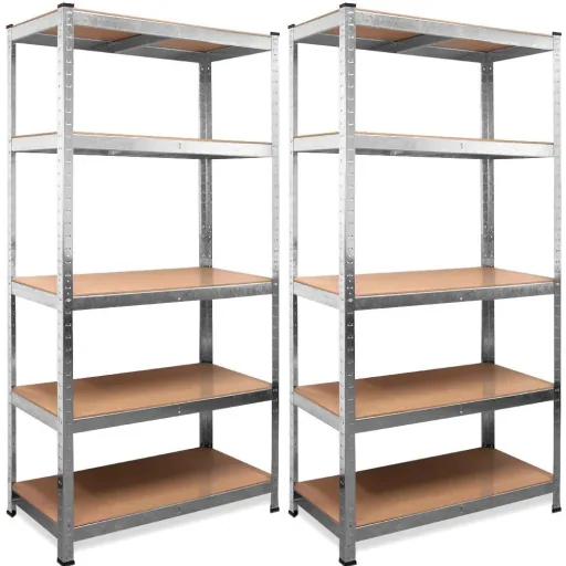 2 Stück Metall-Lagerregal mit 5 Fachböden - 875kg Kapazität - (HxBxT) 180x90x40 cm - 175kg pro Fachboden