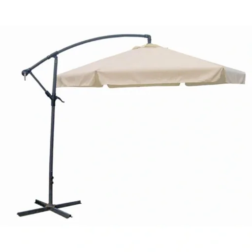 Ampelschirm Ø 300 cm, CREME, schwarz pulverbeschichtet