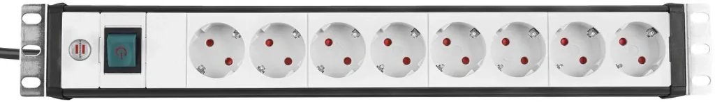 Steckdosenleiste Premium-Line 8-fach, 19" Format ideal für Serverschränke, schwarz/grau