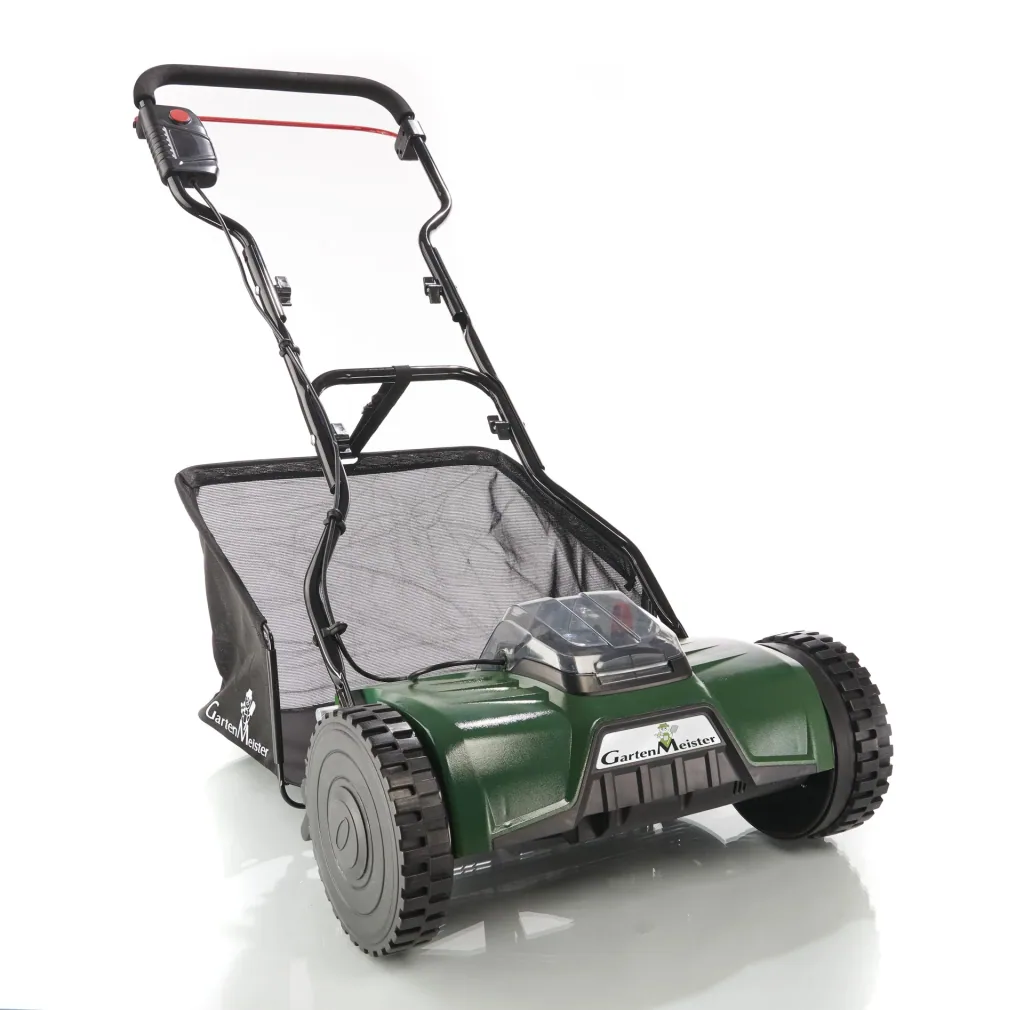 Set Akku-Walzenmäher „GM 38/18“, Li-Ion-Akku, 18 Volt, 2,0 Ah und Li-Ion-Akku-Schnellladegerät, 18 Volt