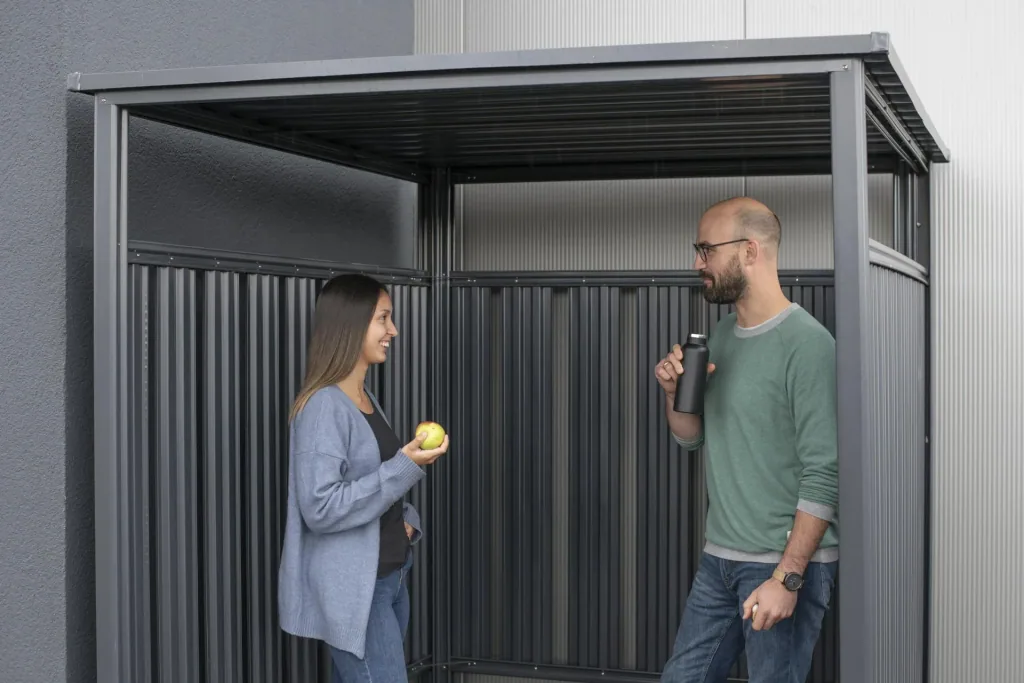 Westmann Fahrradgarage und Unterstand Fieta, 180×203×210 cm, Anthrazit – Stahl mit Lamellenwänden