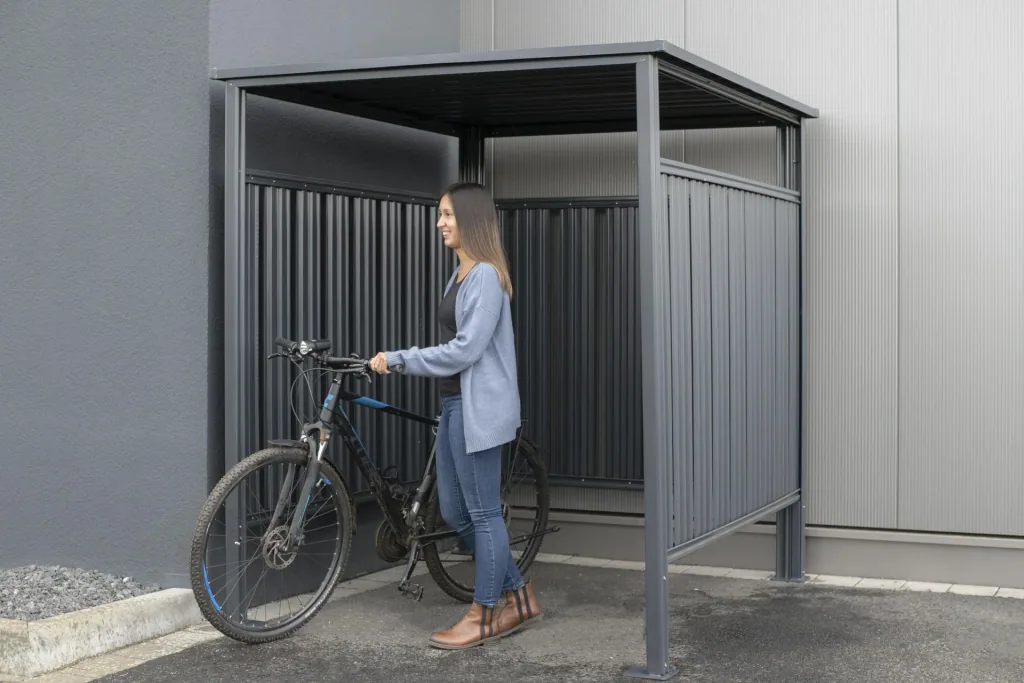 Westmann Fahrradgarage und Unterstand Fieta, 180×203×210 cm, Anthrazit – Stahl mit Lamellenwänden