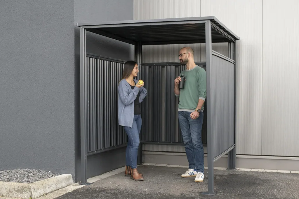 Westmann Fahrradgarage und Unterstand Fieta, 180×203×210 cm, Anthrazit – Stahl mit Lamellenwänden