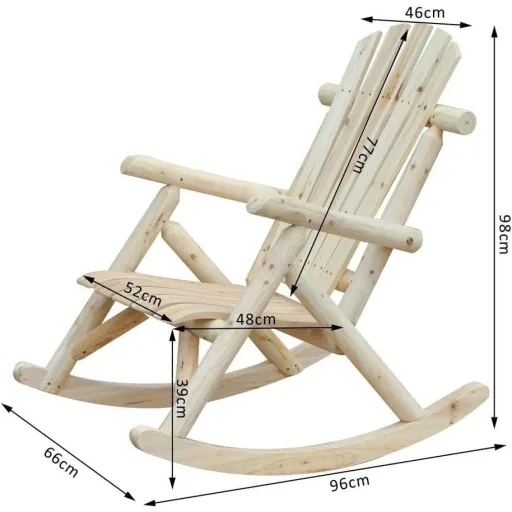 Schaukelstuhl Holz Schwingsessel Tannenholz Natur