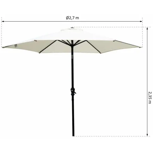 Knickschirm Sonnenschirm Gartenschirm mit Handkurbel Alu 180/? Polyester Cremeweiß Ø2,7 x 2,35 m