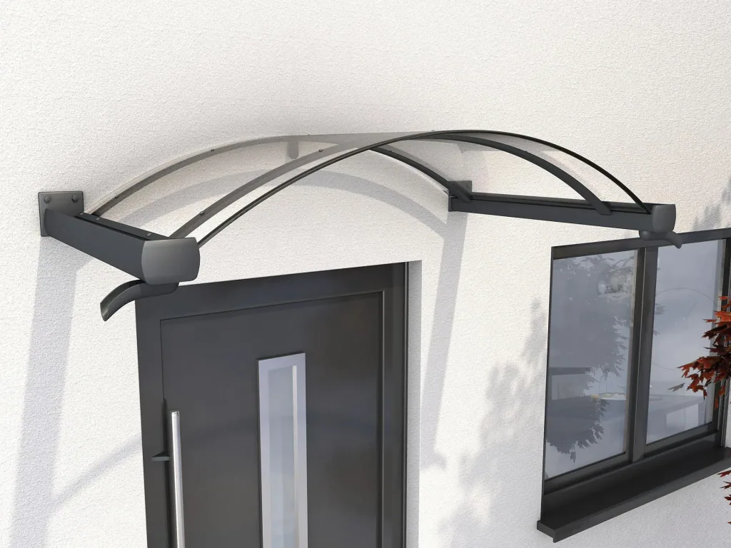 Bogenvordach Typ BV/B 160, 160 x 90 x 25 cm, Anthrazit, 4 mm klar