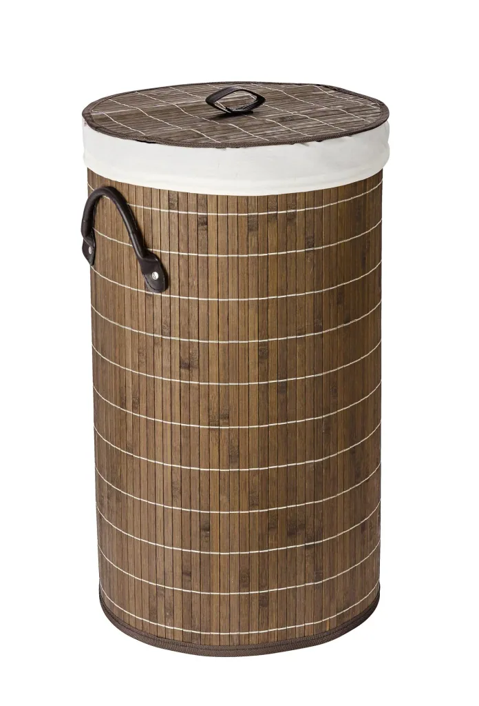 Wäschetruhe BAMBOO, dunkelbraun/ Wäschekorb 55 l