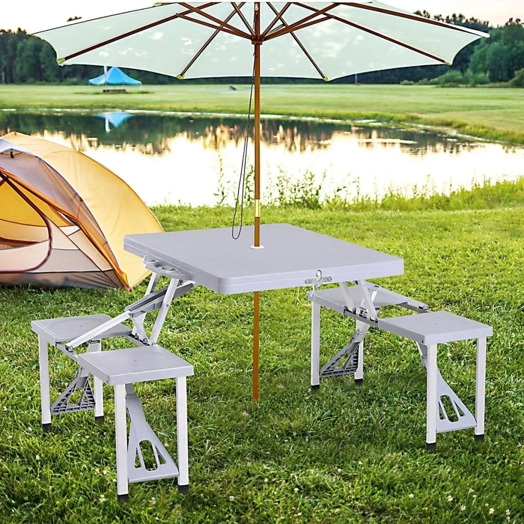 Picknicktisch mit 4 Stühle grau