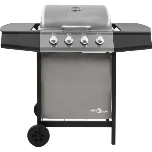 Gasgrill mit 4 Brennern schwarz und silber