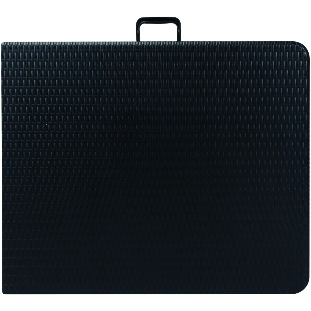Klapptisch, Buffetttisch, Campingtisch, Picknicktisch, schwarzer Rattan-Look, klappbar tragbar mit Griff, HDPE-Platte und Stahlgestell 180 x 75 x 72 cm, für Innen- und Außenbereich