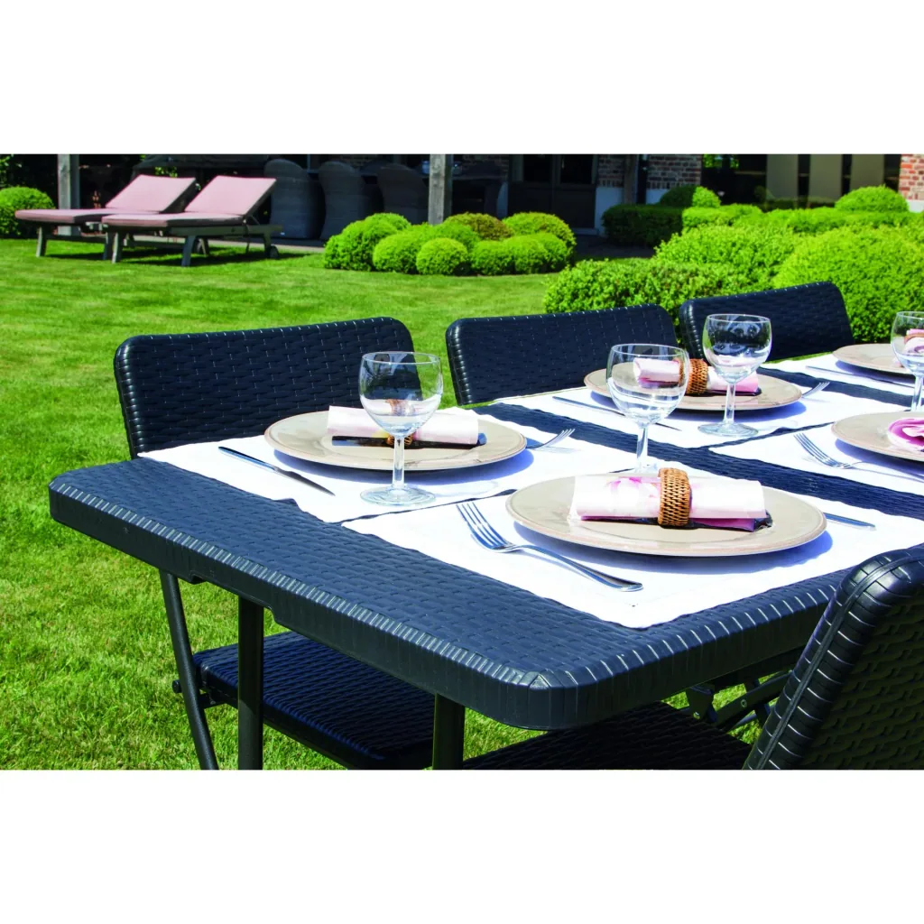klapptisch - in rattan-optik - 180 x 75 x 74 cm