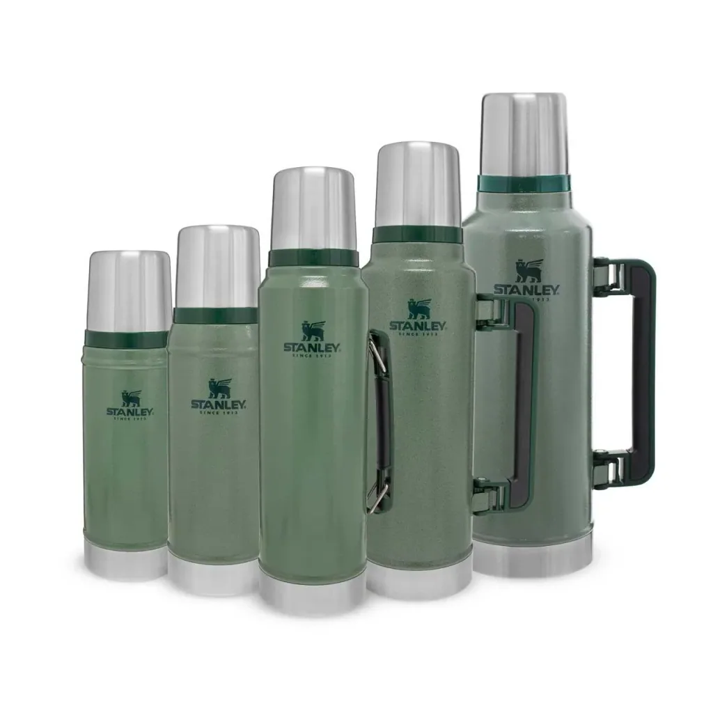 Classic Vakuum-Flasche 1,9 l, Hammertone grün, doppelwandige Vakuumisolierung, Griff, Trinkbecher