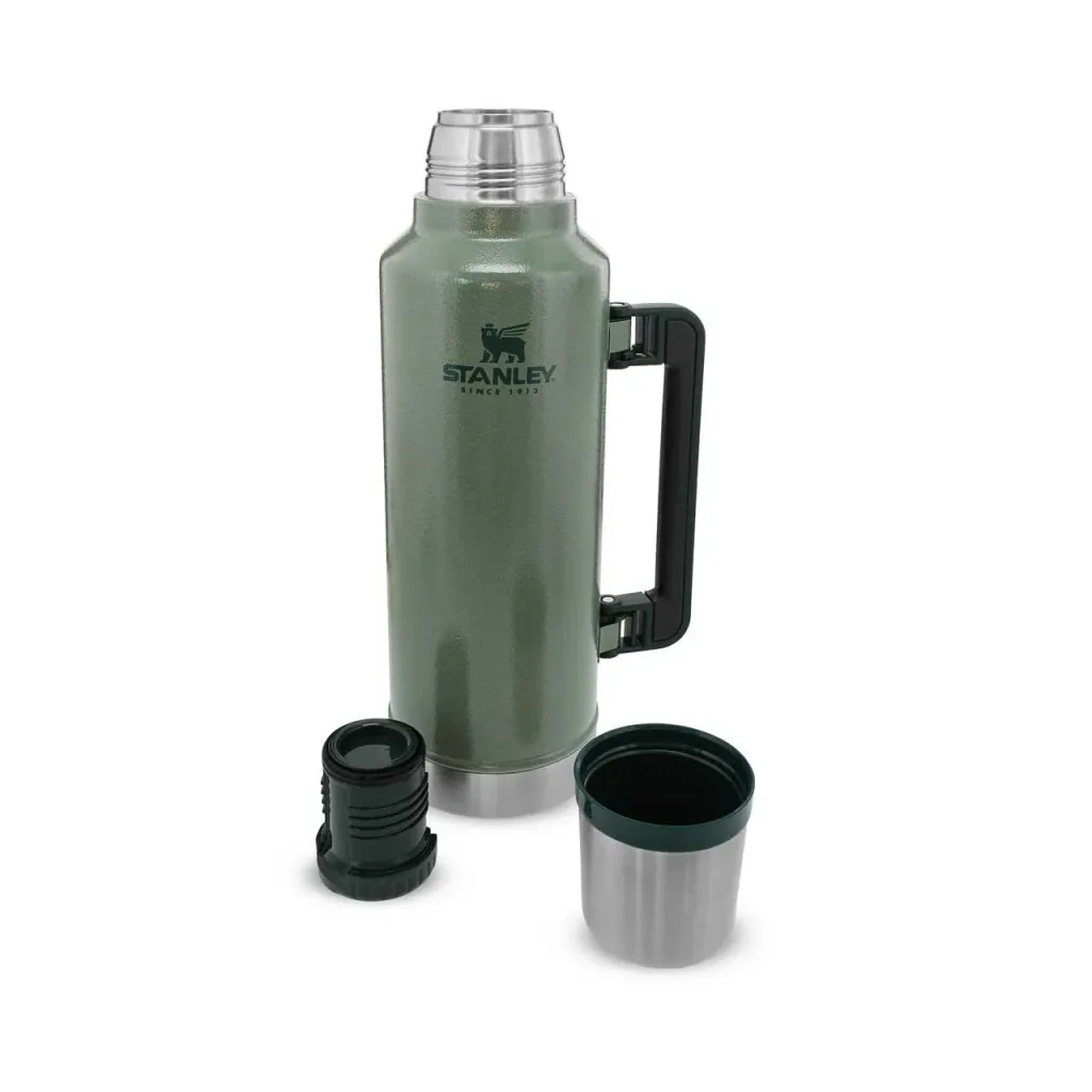 Classic Vakuum-Flasche 1,9 l, Hammertone grün, doppelwandige Vakuumisolierung, Griff, Trinkbecher
