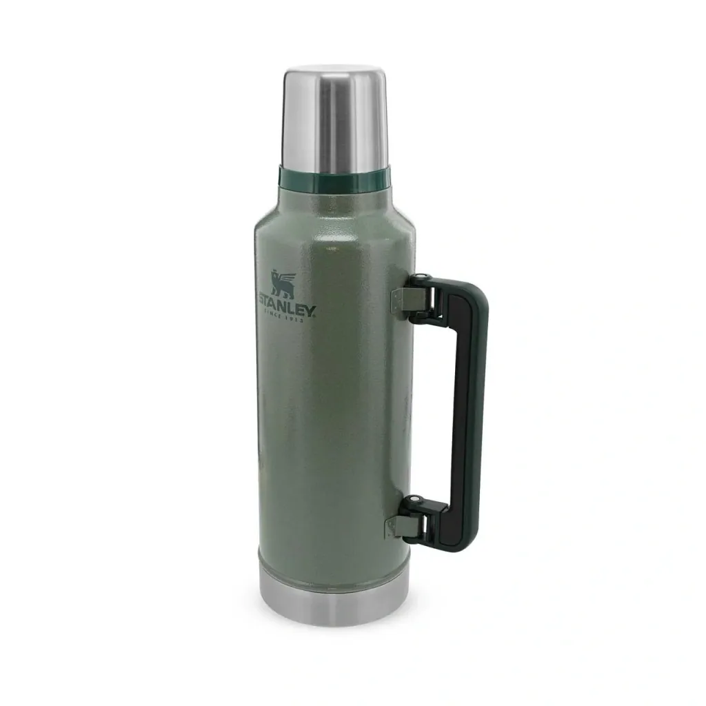 Classic Vakuum-Flasche 1,9 l, Hammertone grün, doppelwandige Vakuumisolierung, Griff, Trinkbecher