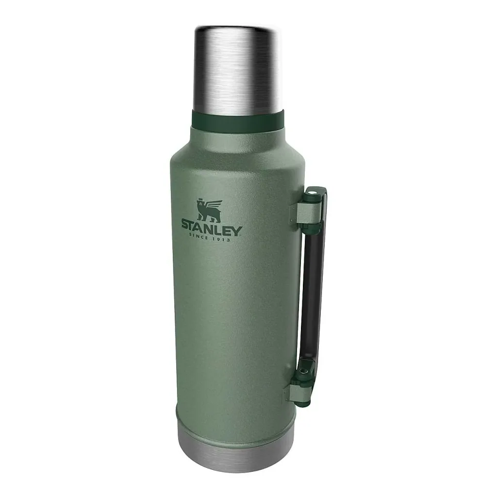 Classic Vakuum-Flasche 1,9 l, Hammertone grün, doppelwandige Vakuumisolierung, Griff, Trinkbecher