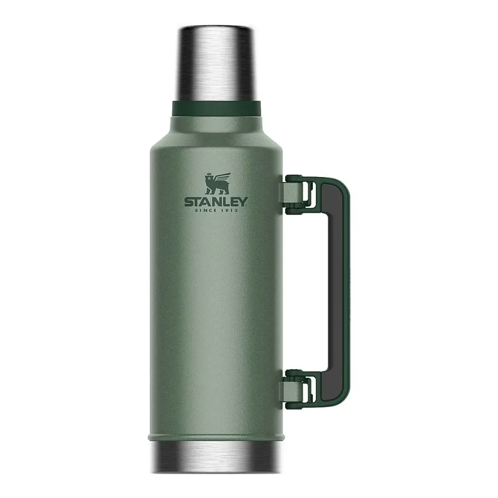 Classic Vakuum-Flasche 1,9 l, Hammertone grün, doppelwandige Vakuumisolierung, Griff, Trinkbecher