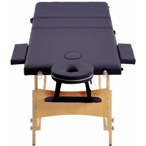 Klappbare Massageliege mit 3 Zonen Holz Wein lila