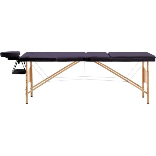 Klappbare Massageliege mit 3 Zonen Holz Wein lila