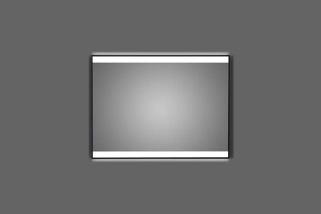 Badezimmerspiegel mit Beleuchtung, "Black Shine" - 80 x 60 cm - horizontale und vertikale Aufhängung