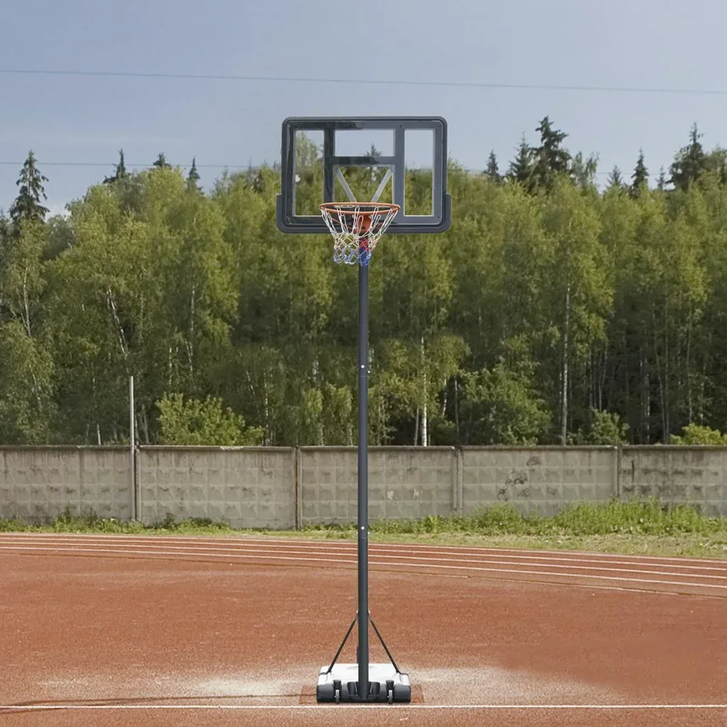 Basketballständer tragbar freistehend verstellbarer Basketballständer mit zwei beweglichen Rädern geeignet für den Außen